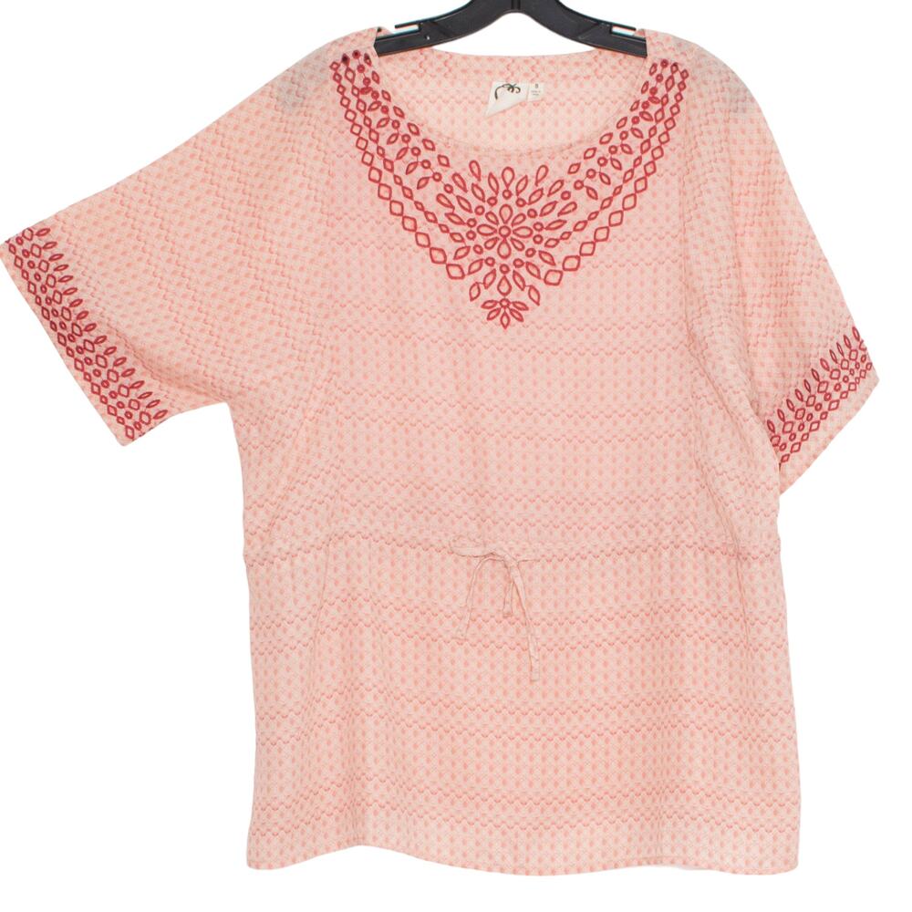 One September Tunic Top Embroidered Eyelet Peasant Festival Cottagecore Boho S